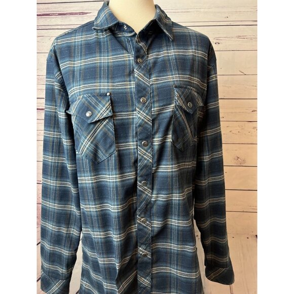 Kuhl flannel shirt size Large Mens Plaid Pearl Snap Western Western Flap Pockets - Picture 9 of 12